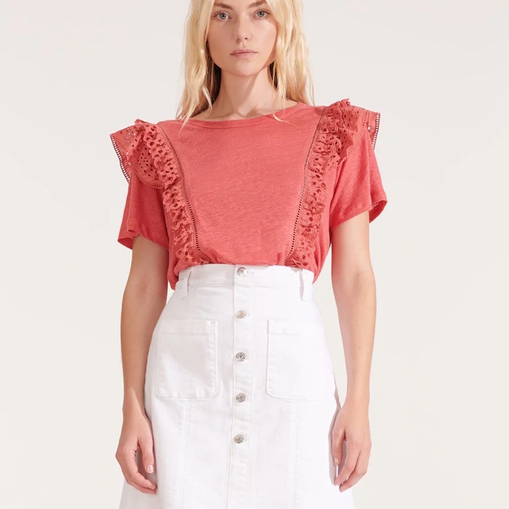 Veronica Beard Prema Eyelet Crewneck Tee